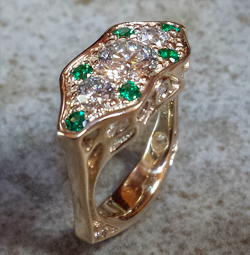 Diamond Ring with Emeralds