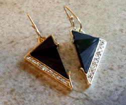 Black Onyx "Tuxedo" Earrings with Diamonds